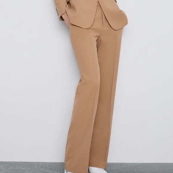 NWT Zara camel flared trousers - Picture 3 of 8
